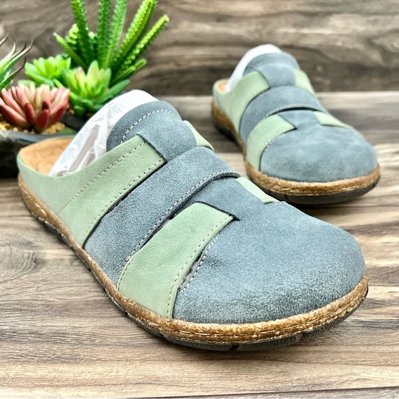 NIB Earth Origins Ellery Woven Clogs Mules Slip On Shoes Steel Blue Suede - Picture 5 of 13